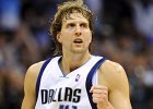 14552701  Dallas Mavericks player Dirk Nowitzki from Germany celebrates a basket against the Denver Nuggets in the second half of game 4 of their second round playoff game at the American Airlines Center in Dallas, Texas USA, 11 May 2009. Dallas won 119-117. EPA/LARRY W. SMITH **CORBIS OUT** +++(c) dpa - Bildfunk+++ : ., .Basketball, .NBA, .Personen, .Sport, People, SPO, Sport, basketball, persons, sports